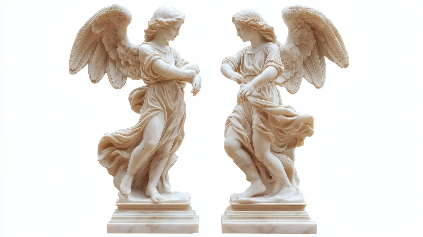 Elegant Marble Angel Statues on White Background — free download from Dotvec