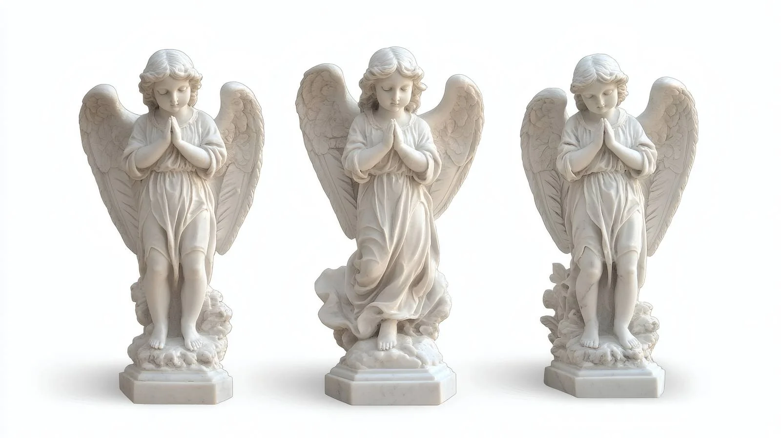 Elegant Marble Angel Statues on White Background — free download from Dotvec
