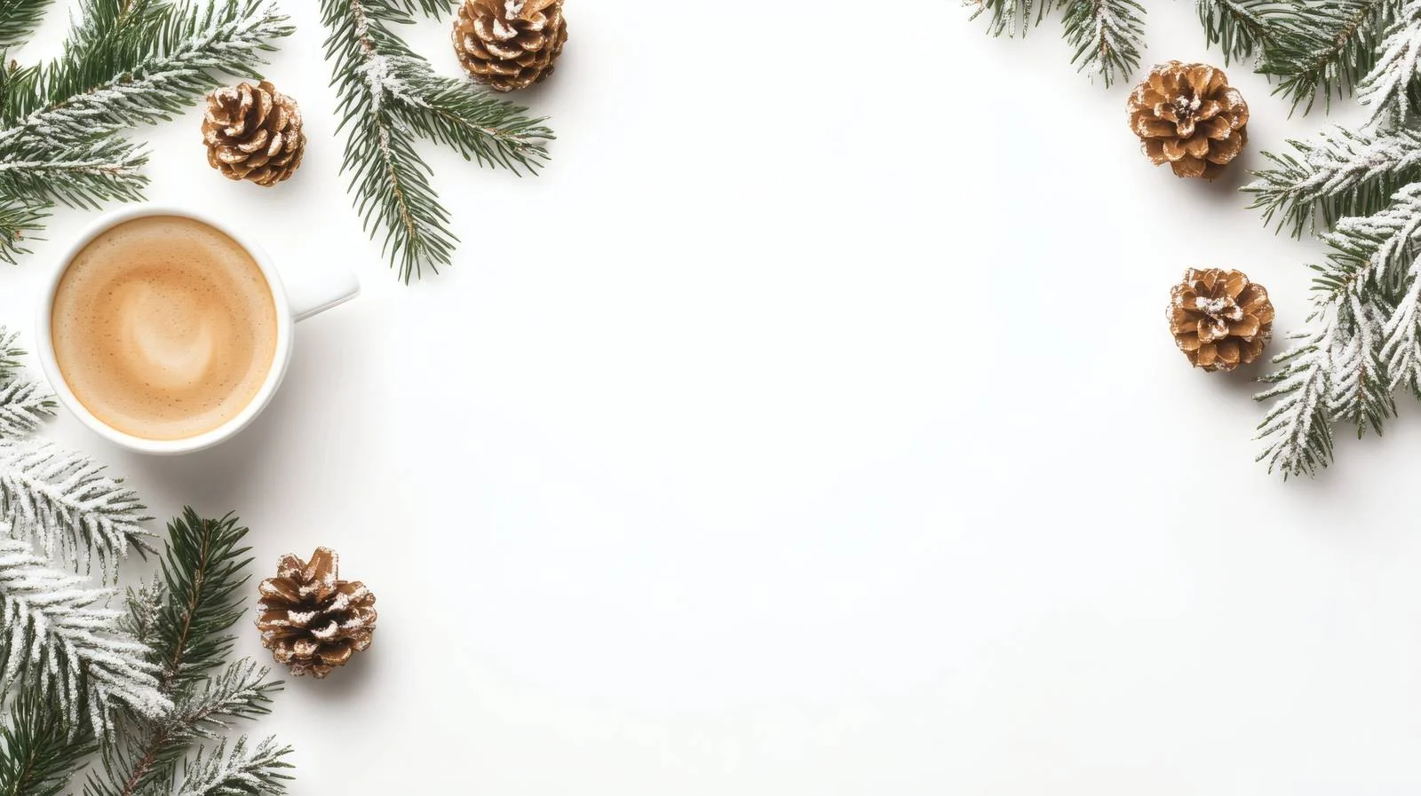 Elegant Winter Scene with Coffee and Pine — free download from Dotvec