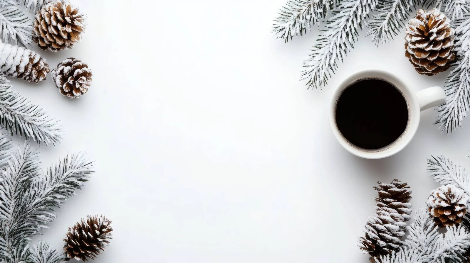 Cozy Winter Scene with Coffee and Pine Branches — free download from Dotvec