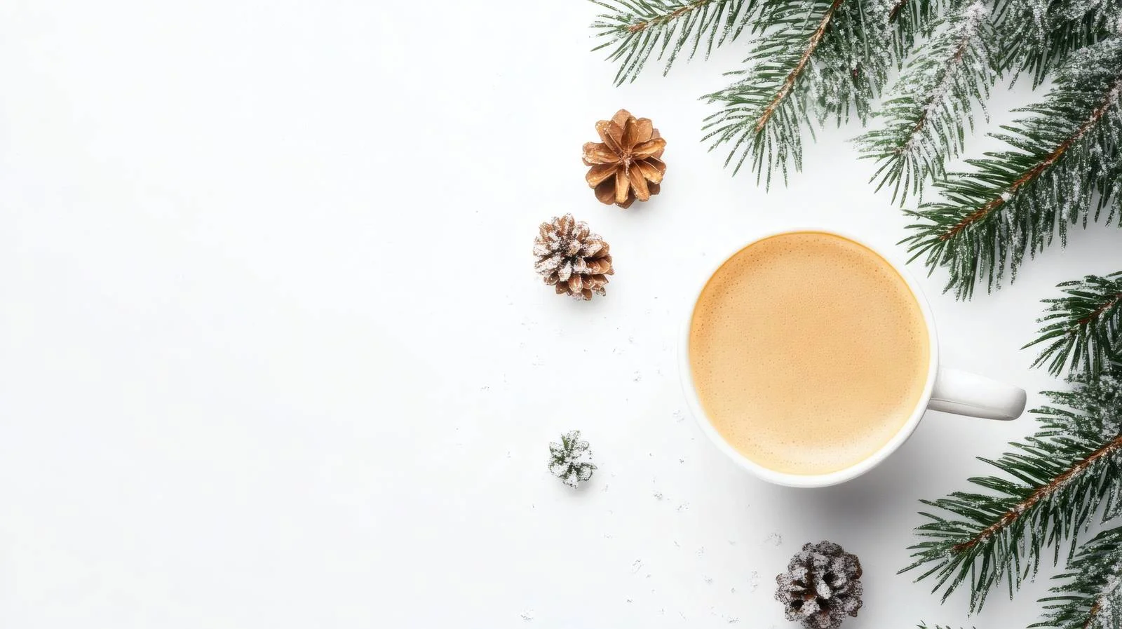 Elegant Winter Scene with Coffee and Pine — free download from Dotvec