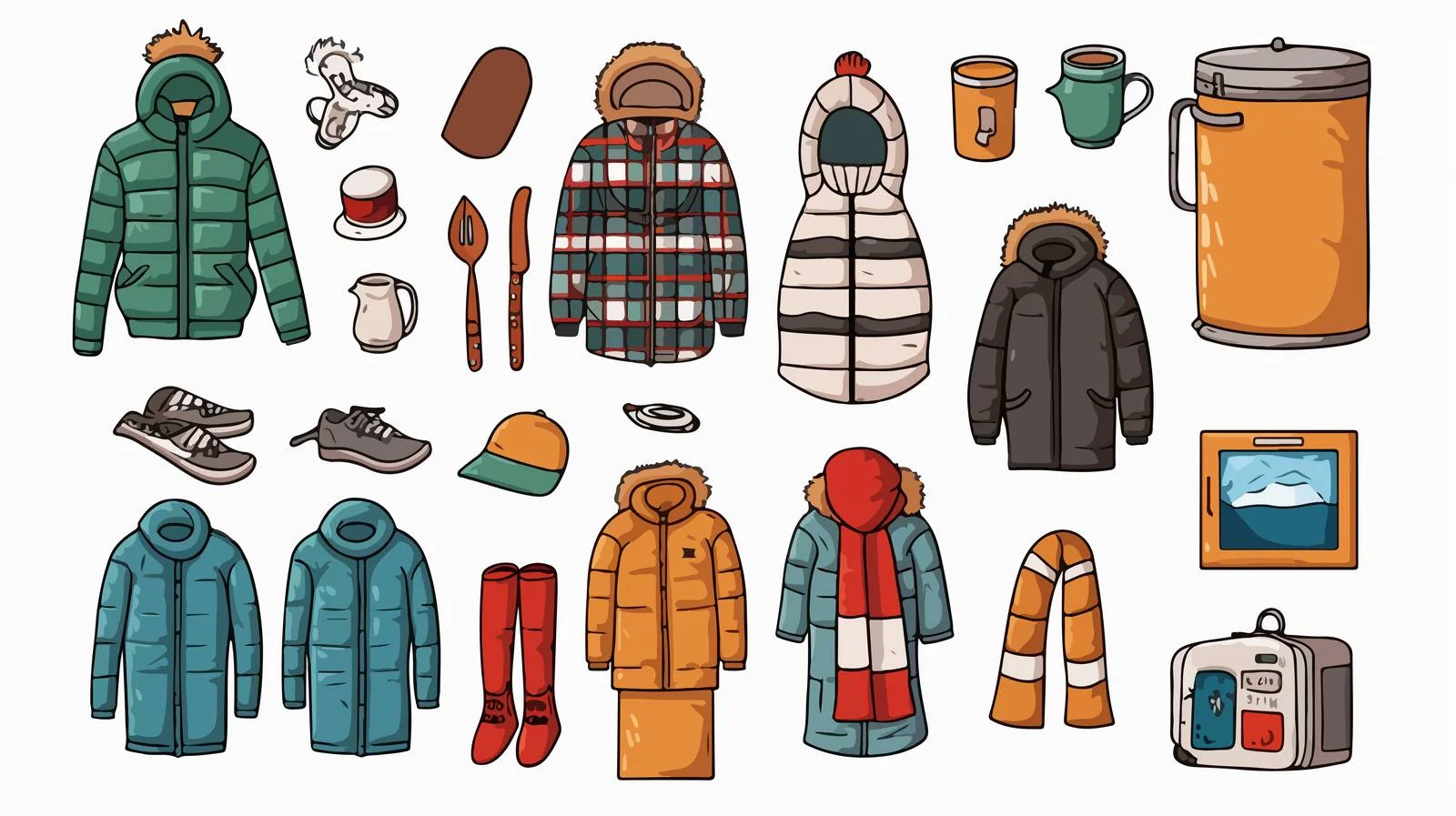 Winter Men's Wardrobe Doodles — free download from Dotvec