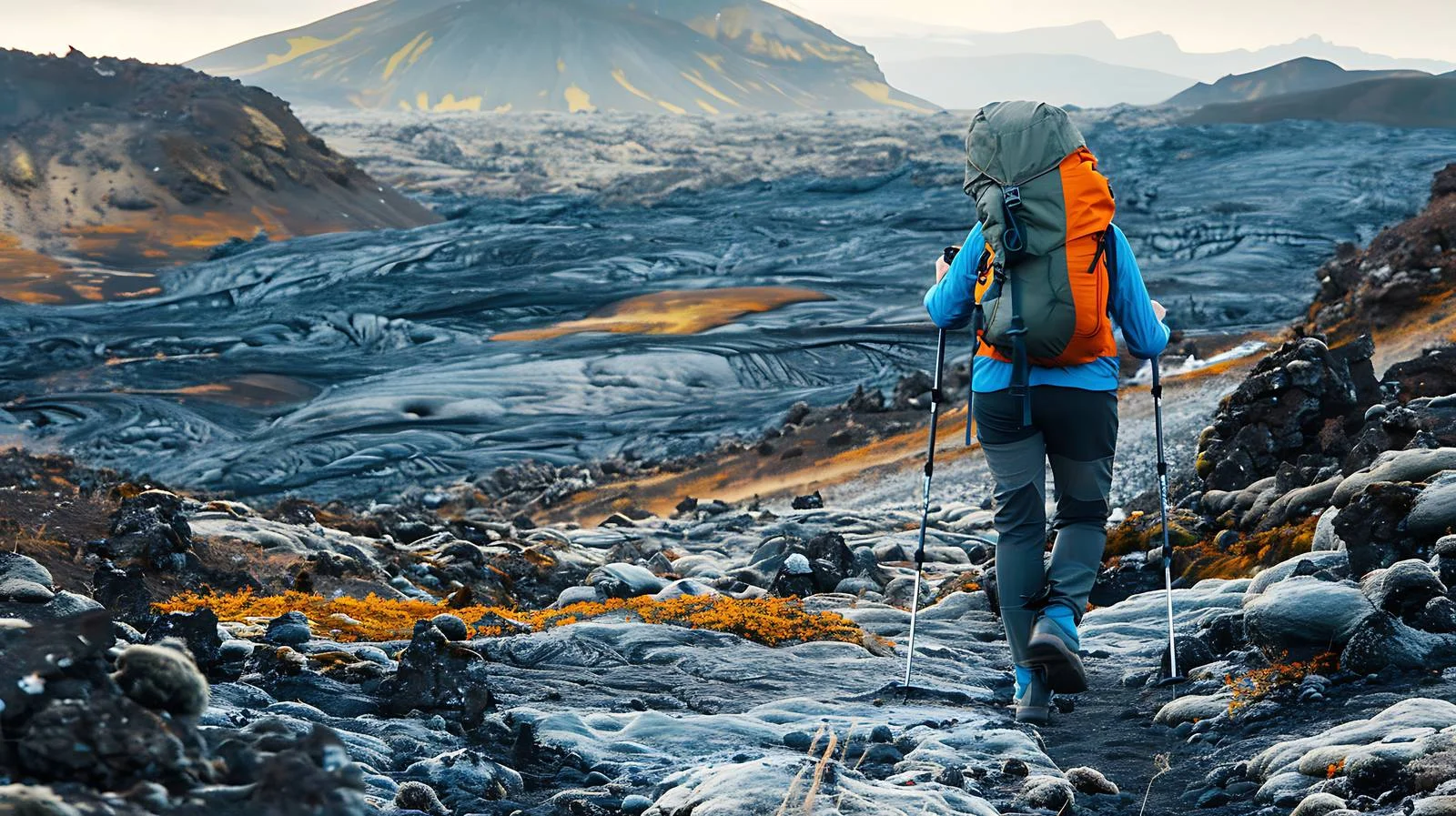 Exploring Krafla's volcanic terrain on foot — free download from Dotvec