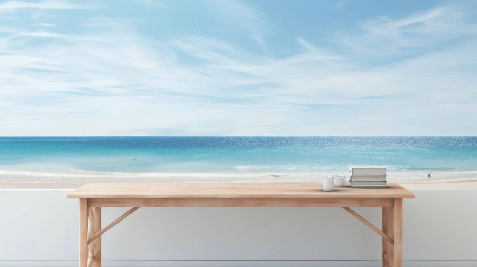 Seaside View on White Desk — free download from Dotvec