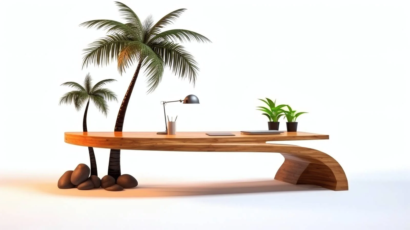 Calming Coastal Palm Tree Viewer's Desk — free download from Dotvec