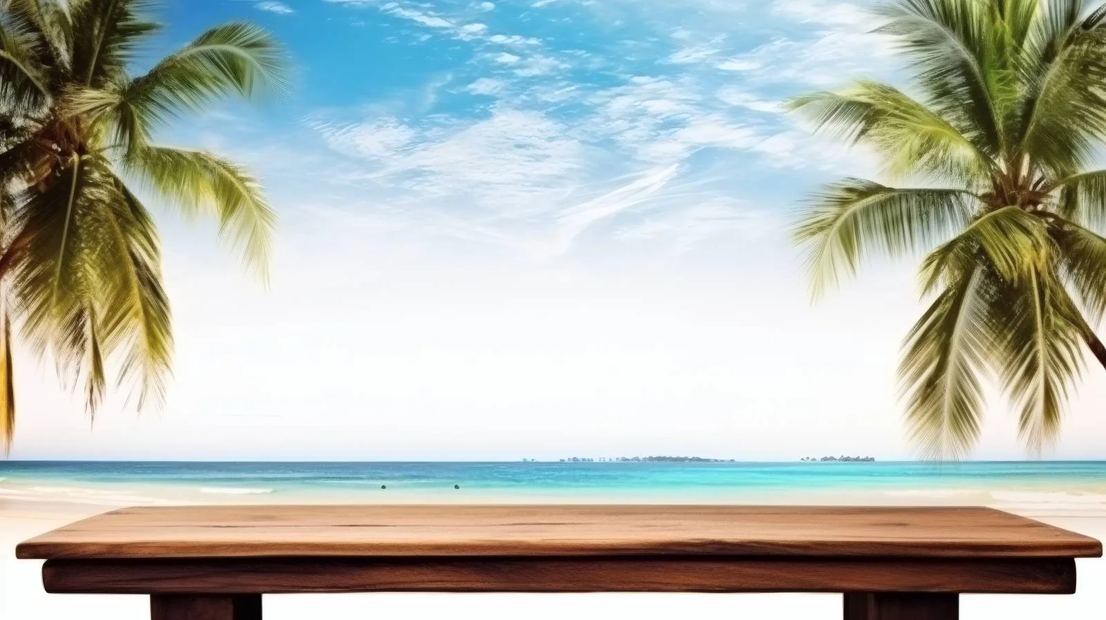 Serene Coastal Desk with Tropical View — free download from Dotvec