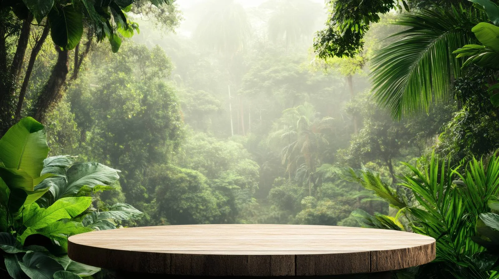 Tropical forest wooden podium on white – free podium image from Dotvec