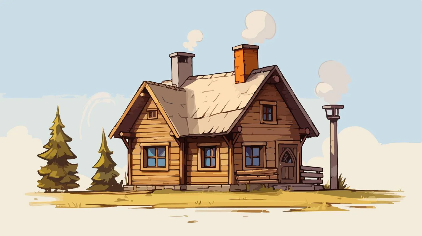 Charming Rural House Sketch — free download from Dotvec