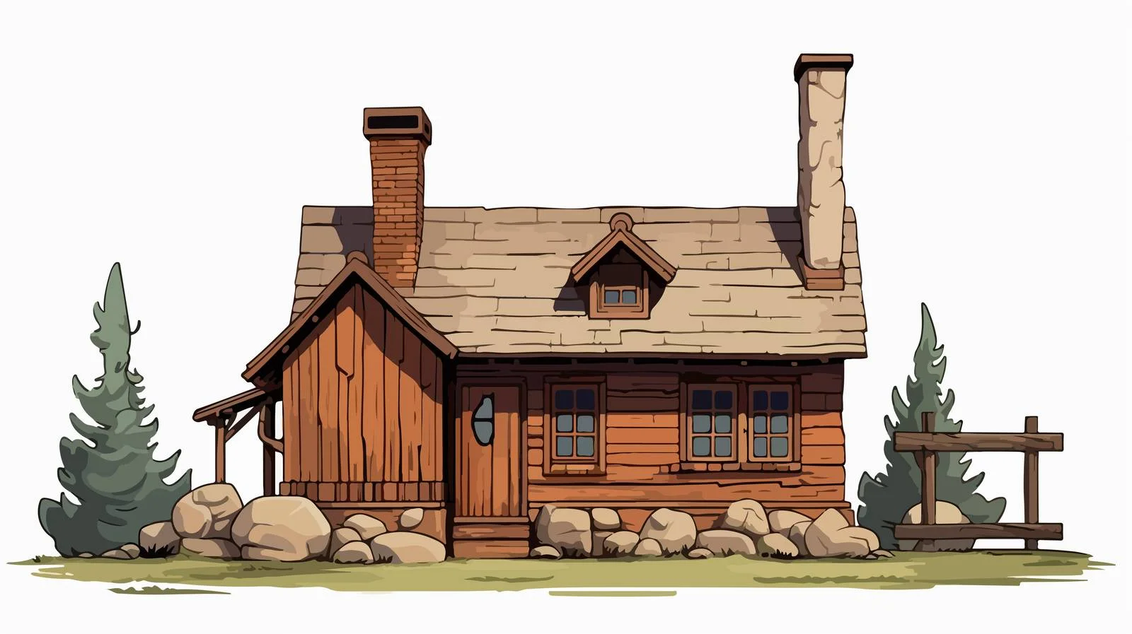 Rural Wooden House with Stone Chimney — free download from Dotvec