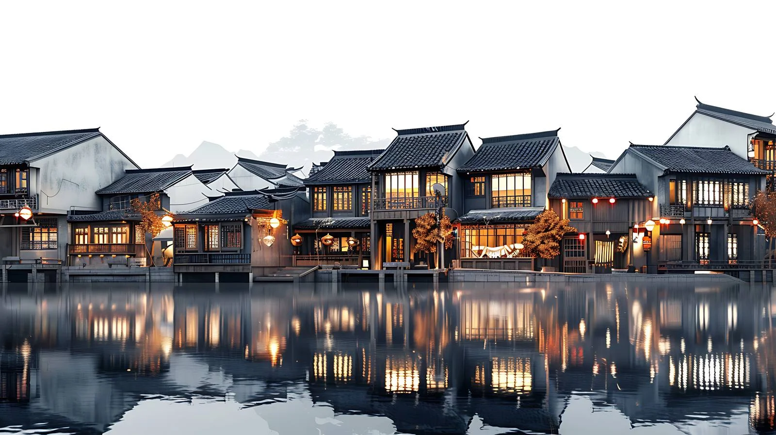 Xitang Ancient Town on White Background — free download from Dotvec