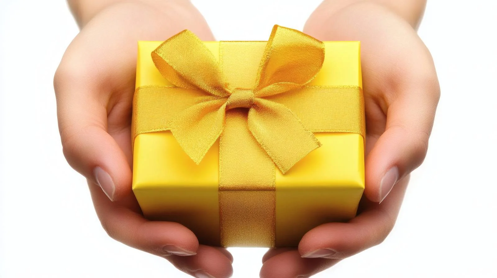 Elegant hands holding yellow gift box — free download from Dotvec