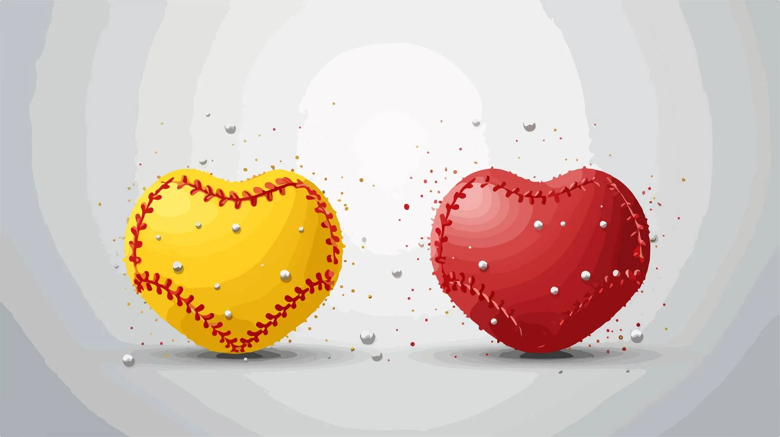 Heart-Shaped Yellow & Red Baseball — free download from Dotvec