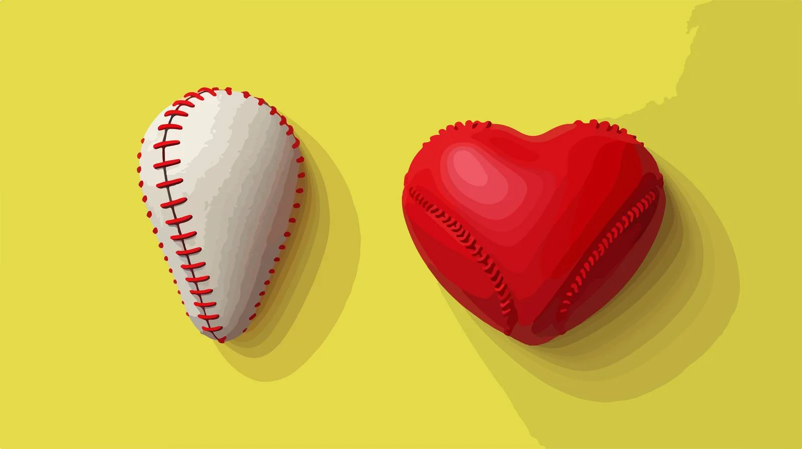 Heart-Shaped Red Stitch Baseball — free download from Dotvec