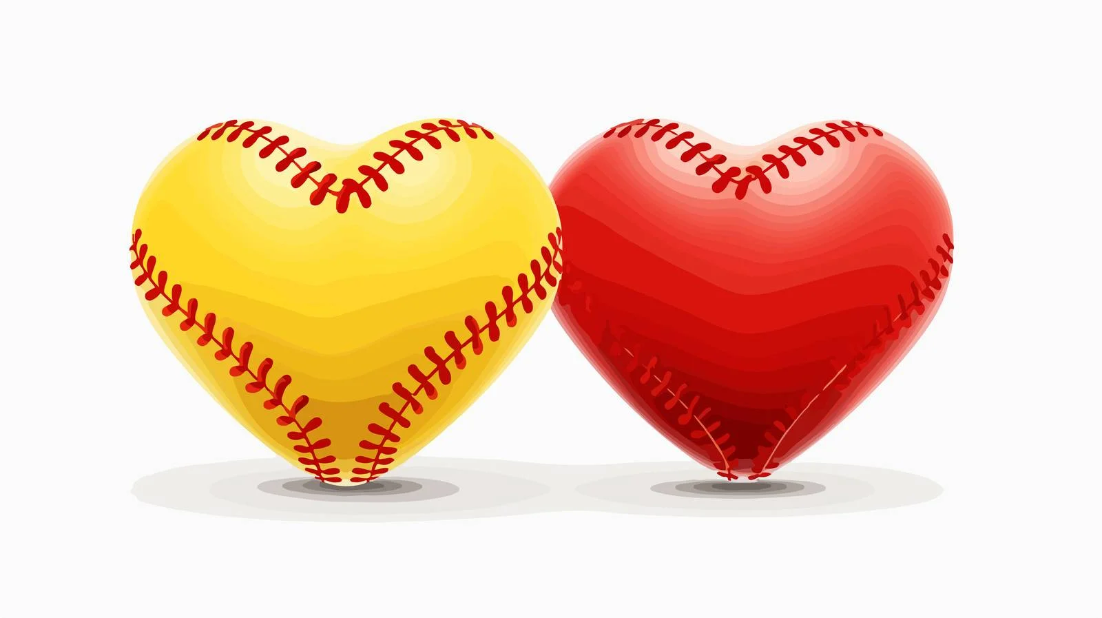 Yellow Heart-Shaped Baseball with Red Stitch — free download from Dotvec