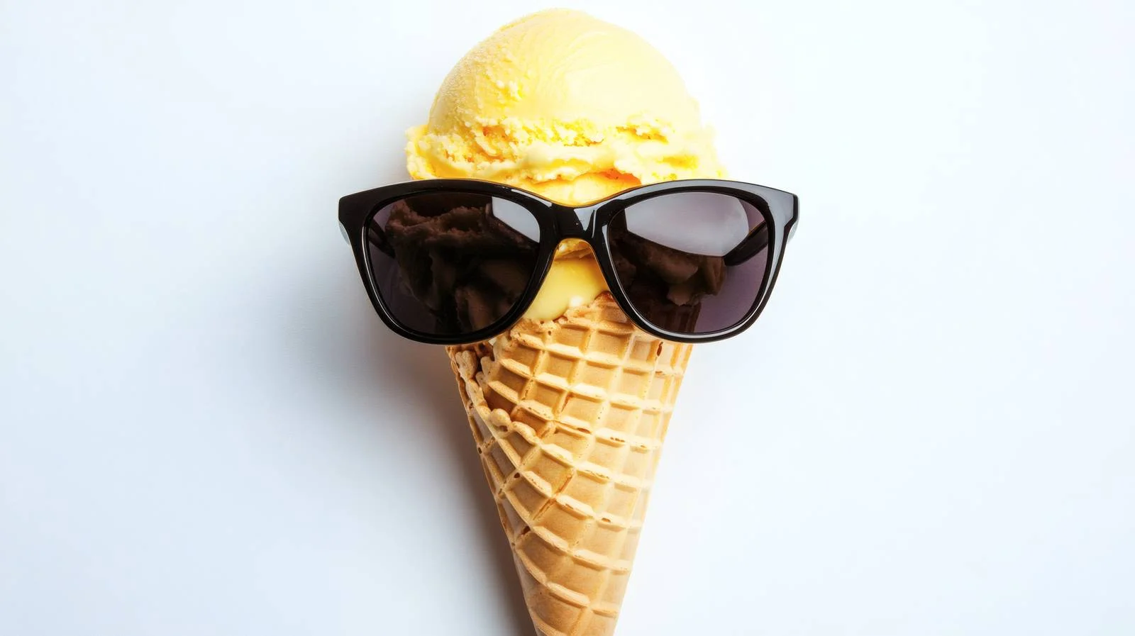 Sunny Yellow Ice Cream Cone and Sunglasses — free download from Dotvec