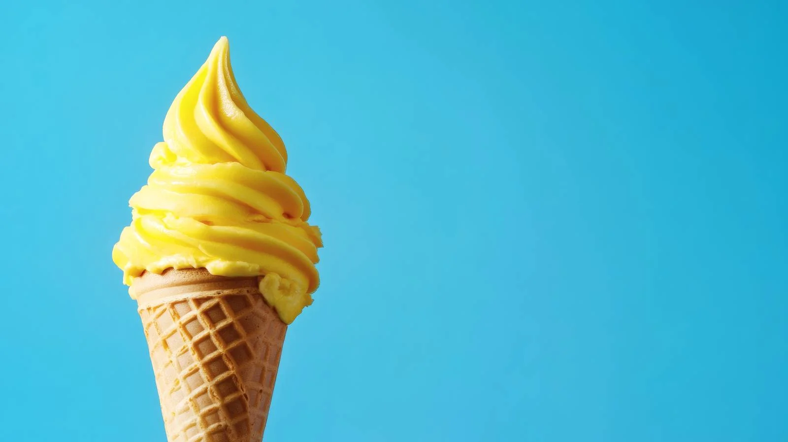 Vibrant Yellow Ice Cream Cone on Blue — free download from Dotvec