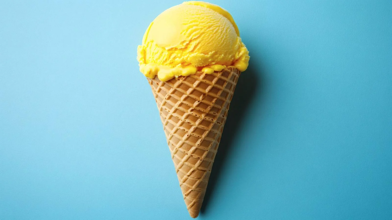 Vibrant Yellow Ice Cream Cone Blue Background — free download from Dotvec