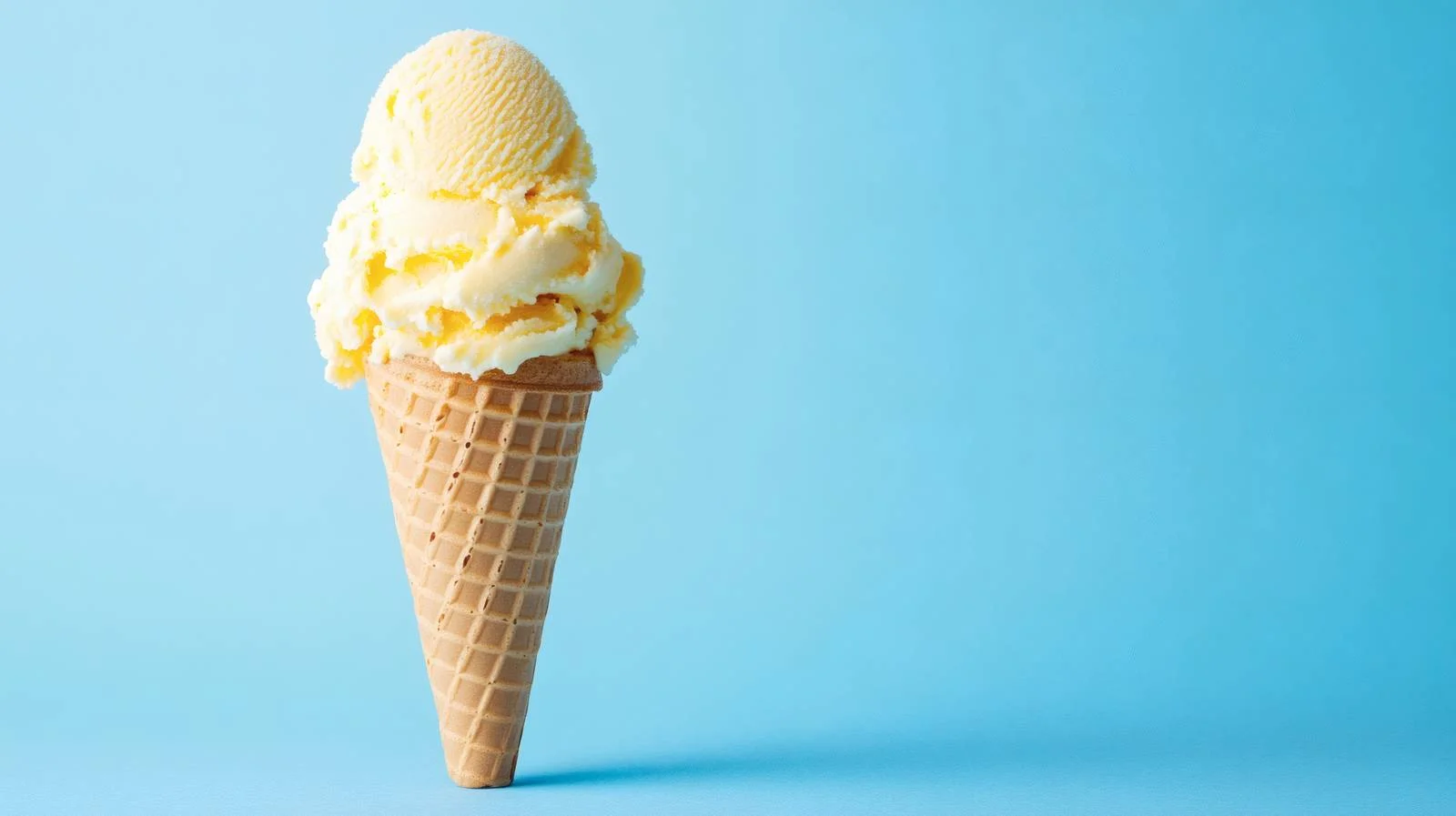 Vibrant Yellow Ice Cream Cone Blue Background — free download from Dotvec