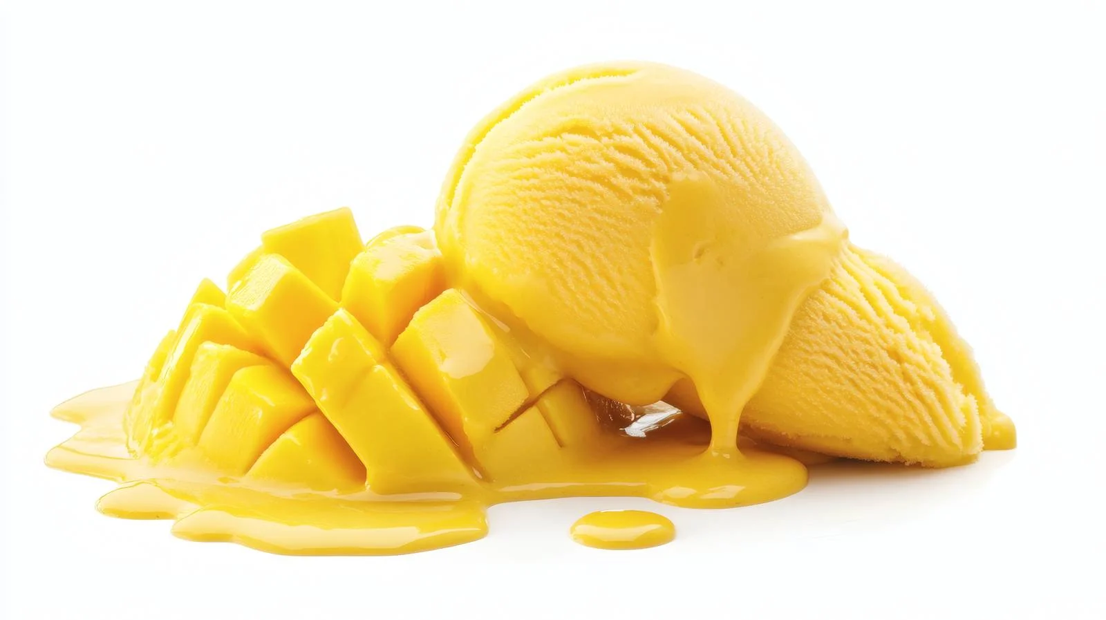 Vibrant Yellow Mango Ice Cream Spills — free download from Dotvec
