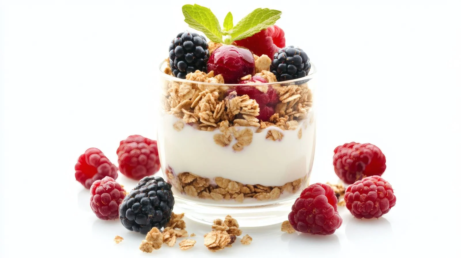 Wholesome Yogurt and Berries on White — free download from Dotvec