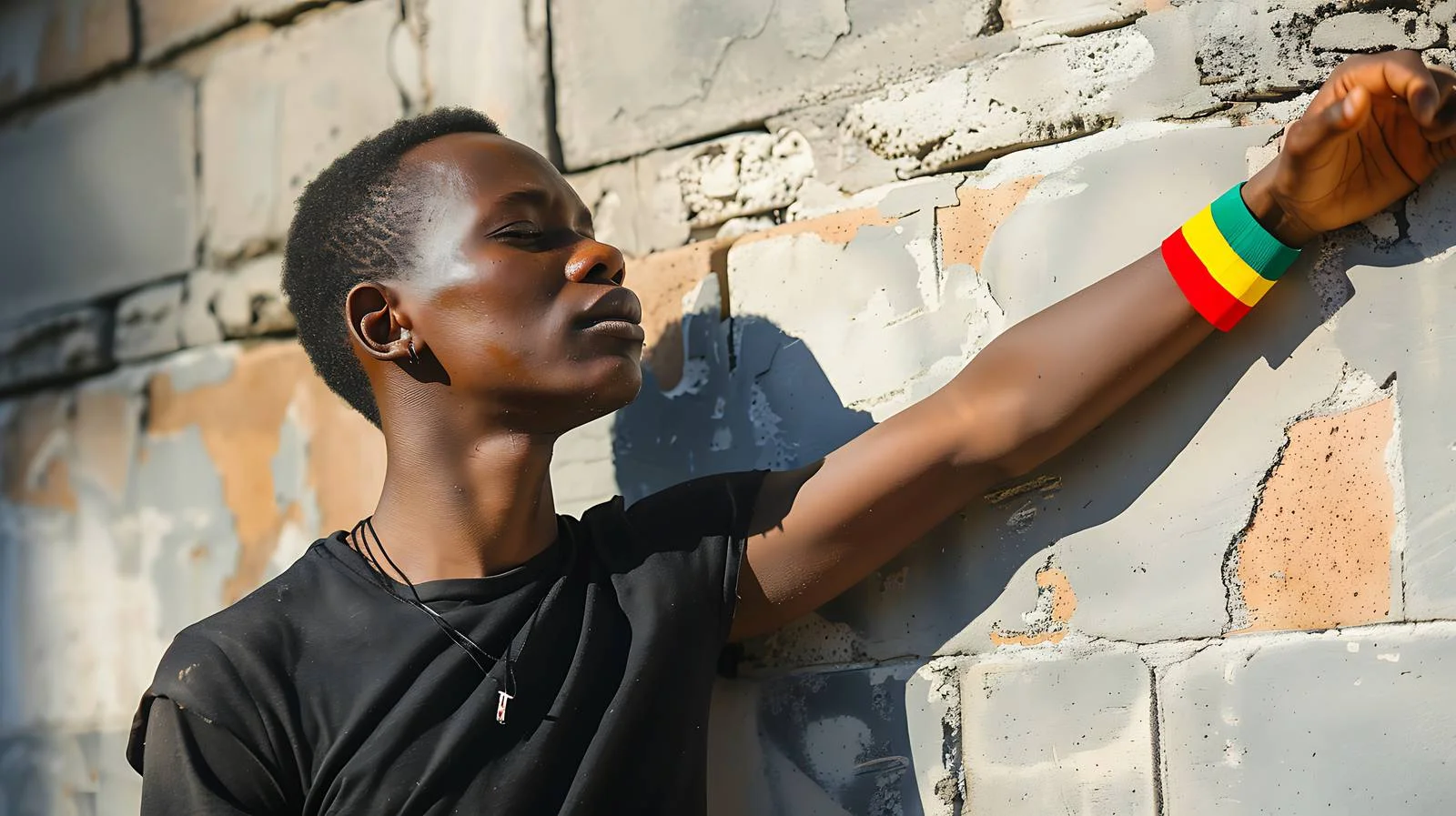 Proud Black Man in Kenyan Flag Bracelet — free download from Dotvec