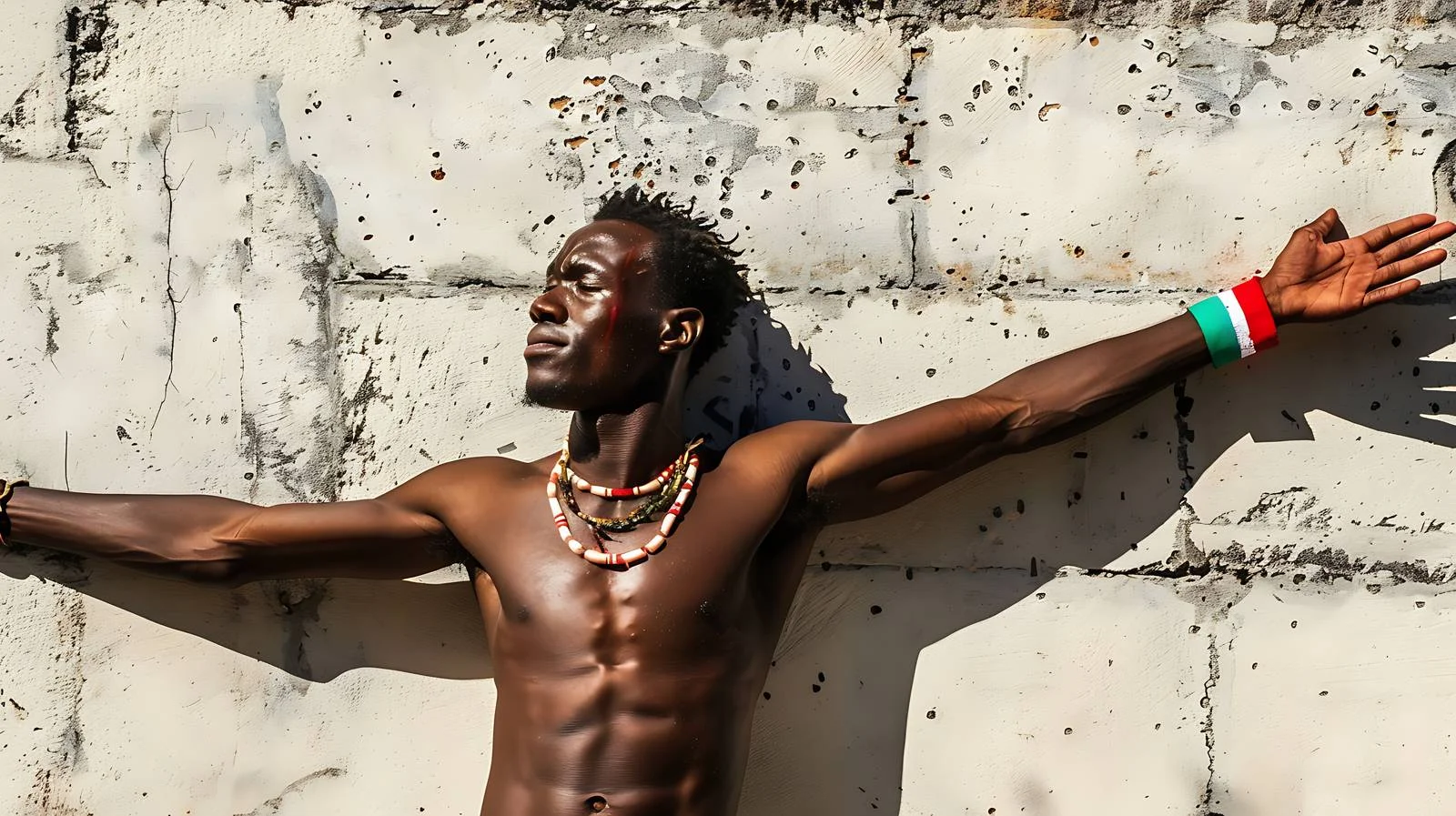 Kenyan flag bracelet on young black man — free download from Dotvec
