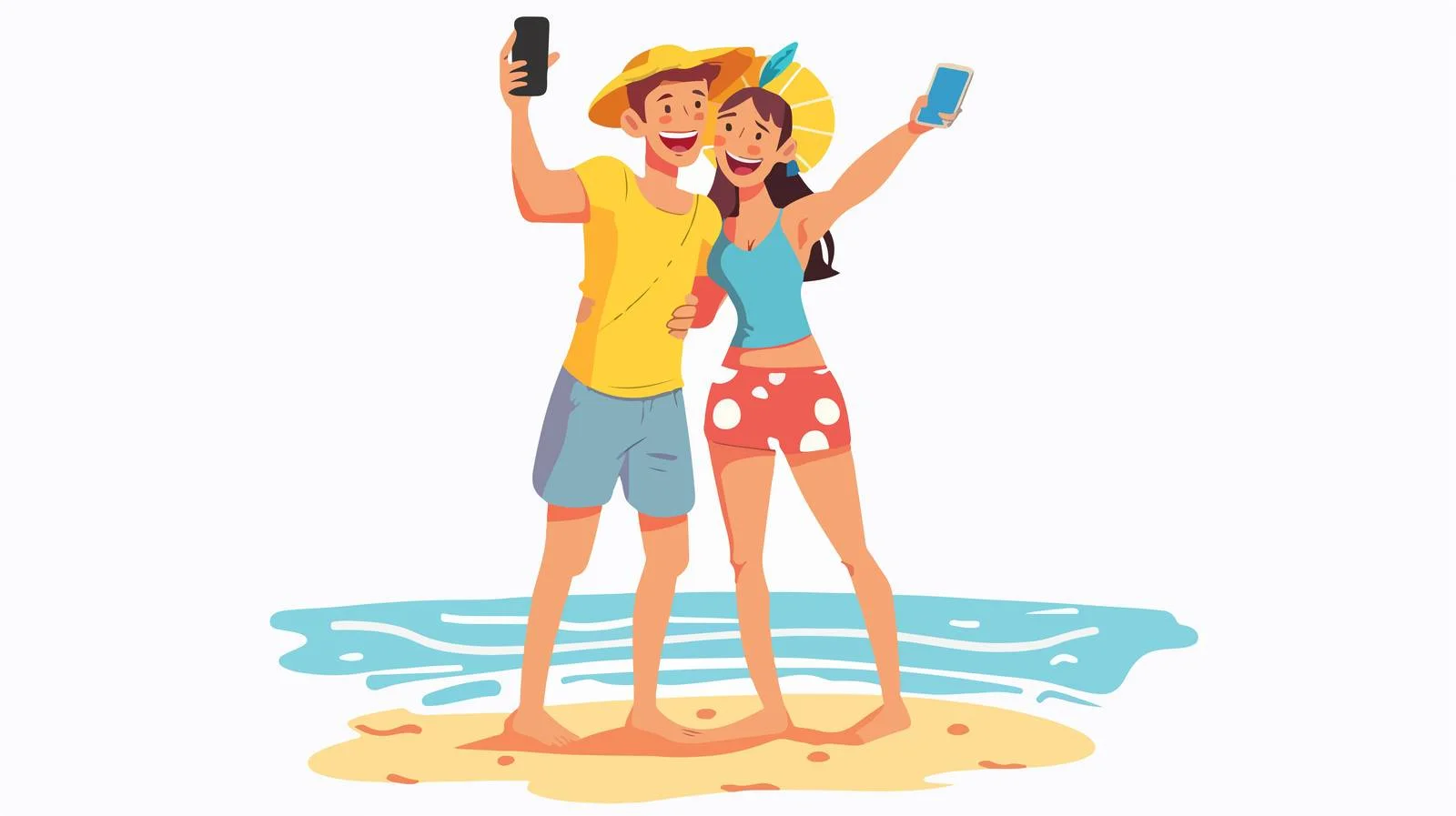 Cheerful Couple Beach Selfie — free download from Dotvec