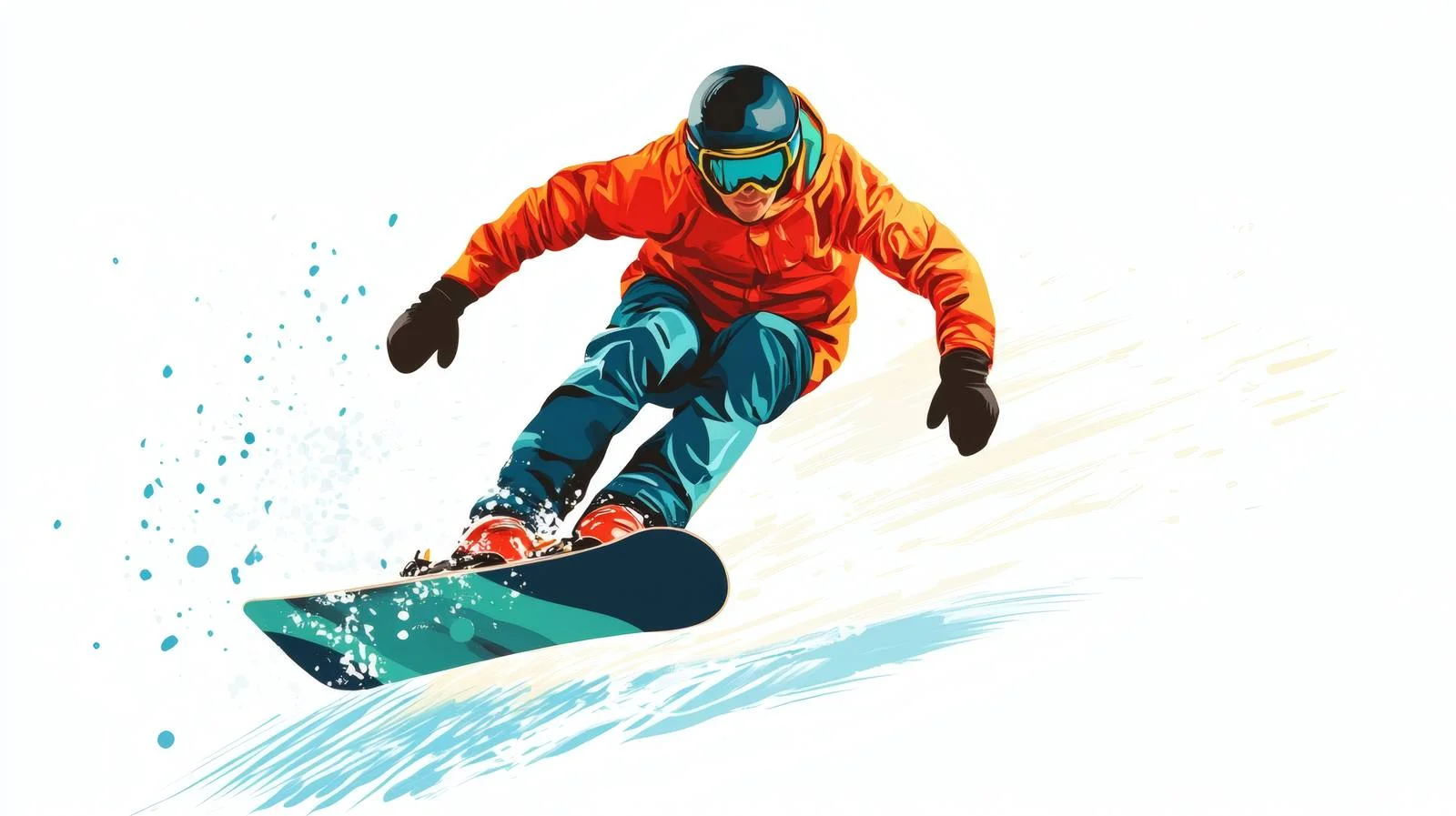 Snowboarding young man white background action — free download from Dotvec