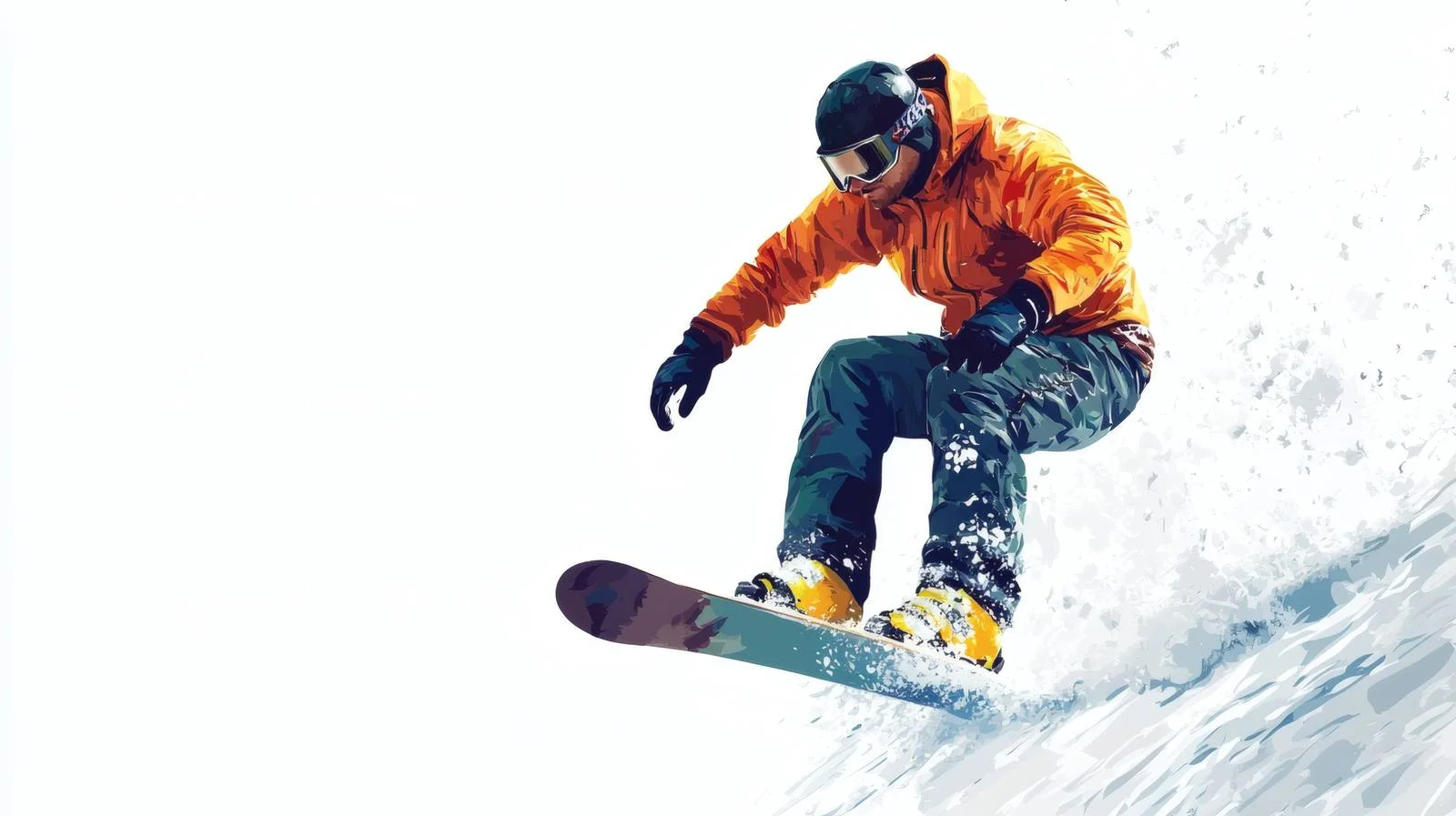 Snowboarder navigating fresh white powder — free download from Dotvec