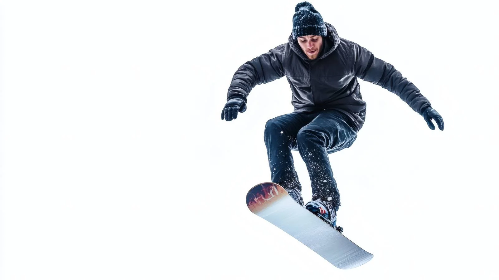 Snowboarder in action on white backdrop — free download from Dotvec