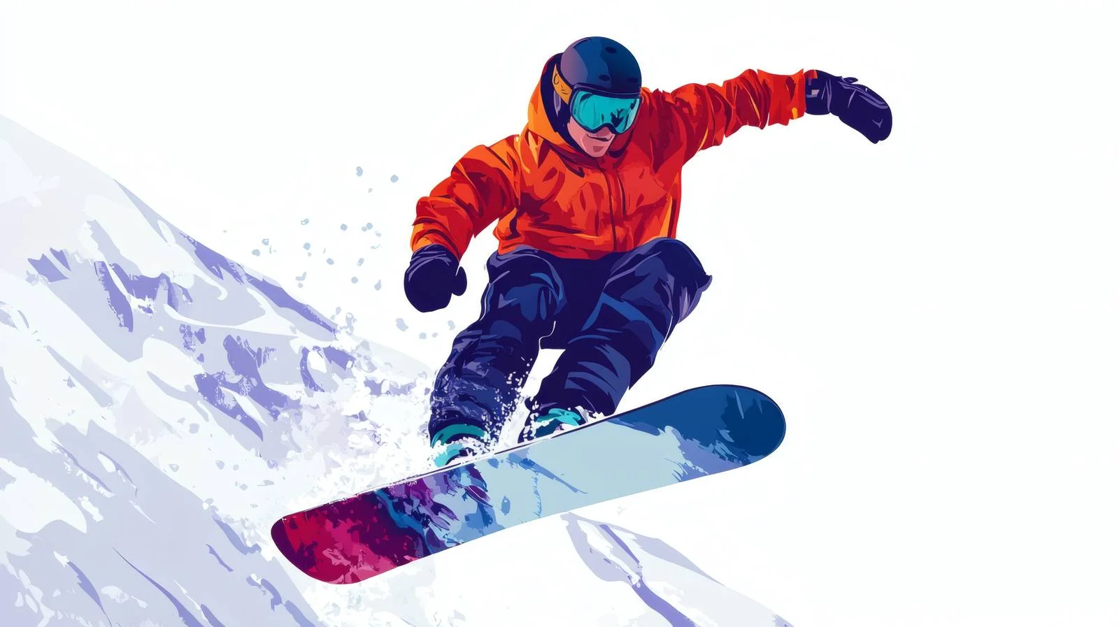 Snowboarder carving on mountain slope alone — free download from Dotvec