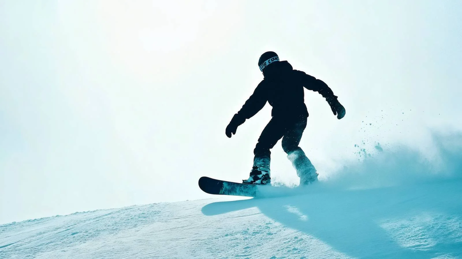 Snowboarder gliding down snowy mountain slope — free download from Dotvec