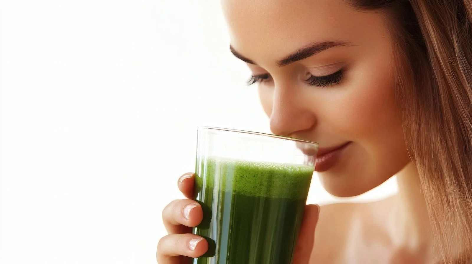 Healthy young woman enjoying green smoothie — free download from Dotvec
