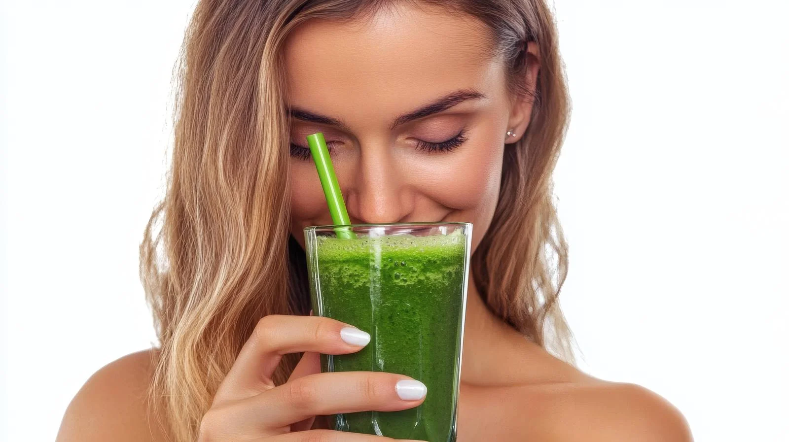 Elegant lady enjoying fresh green smoothie — free download from Dotvec