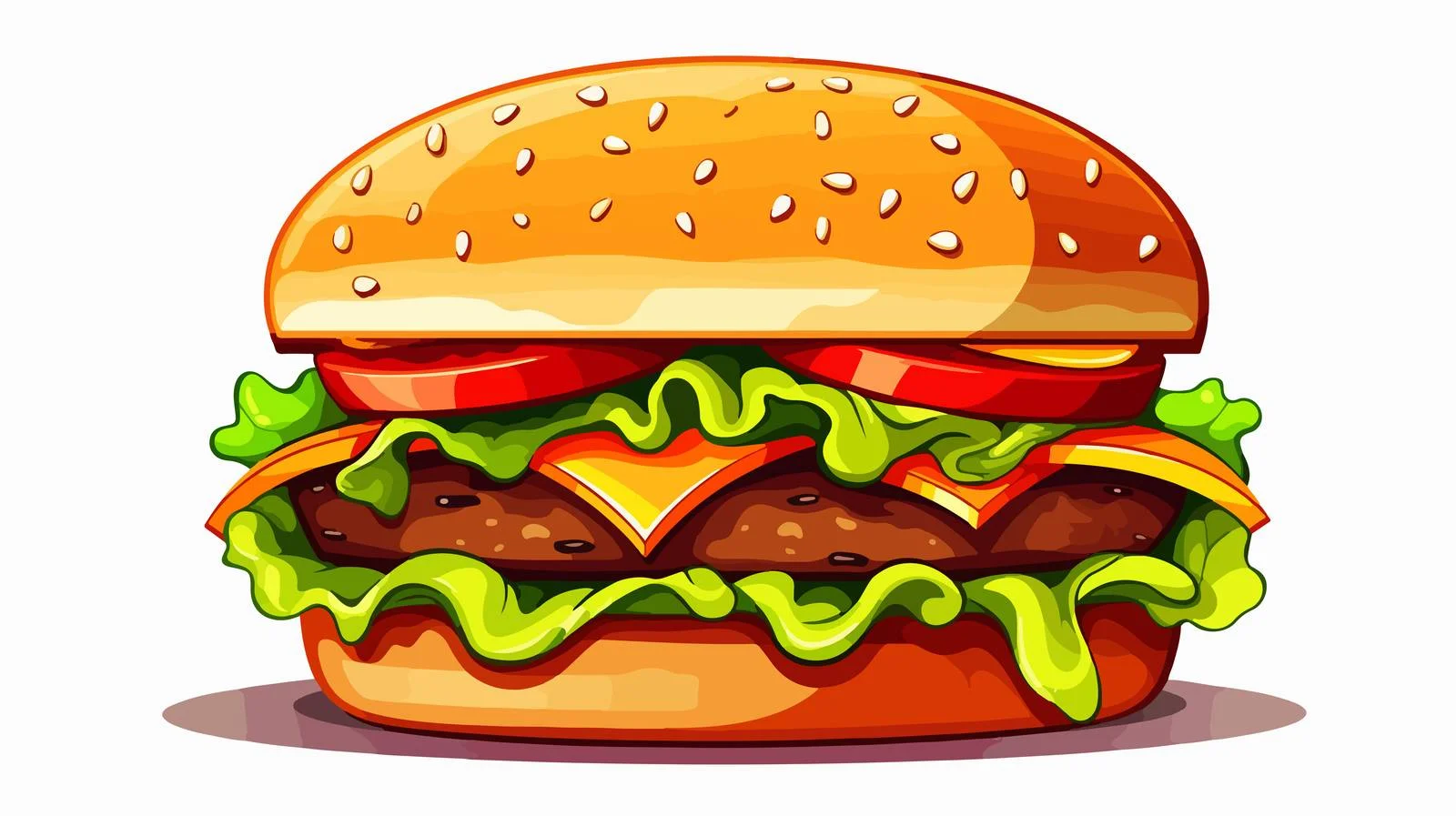 Delicious Hamburger Top View Vector Illustration