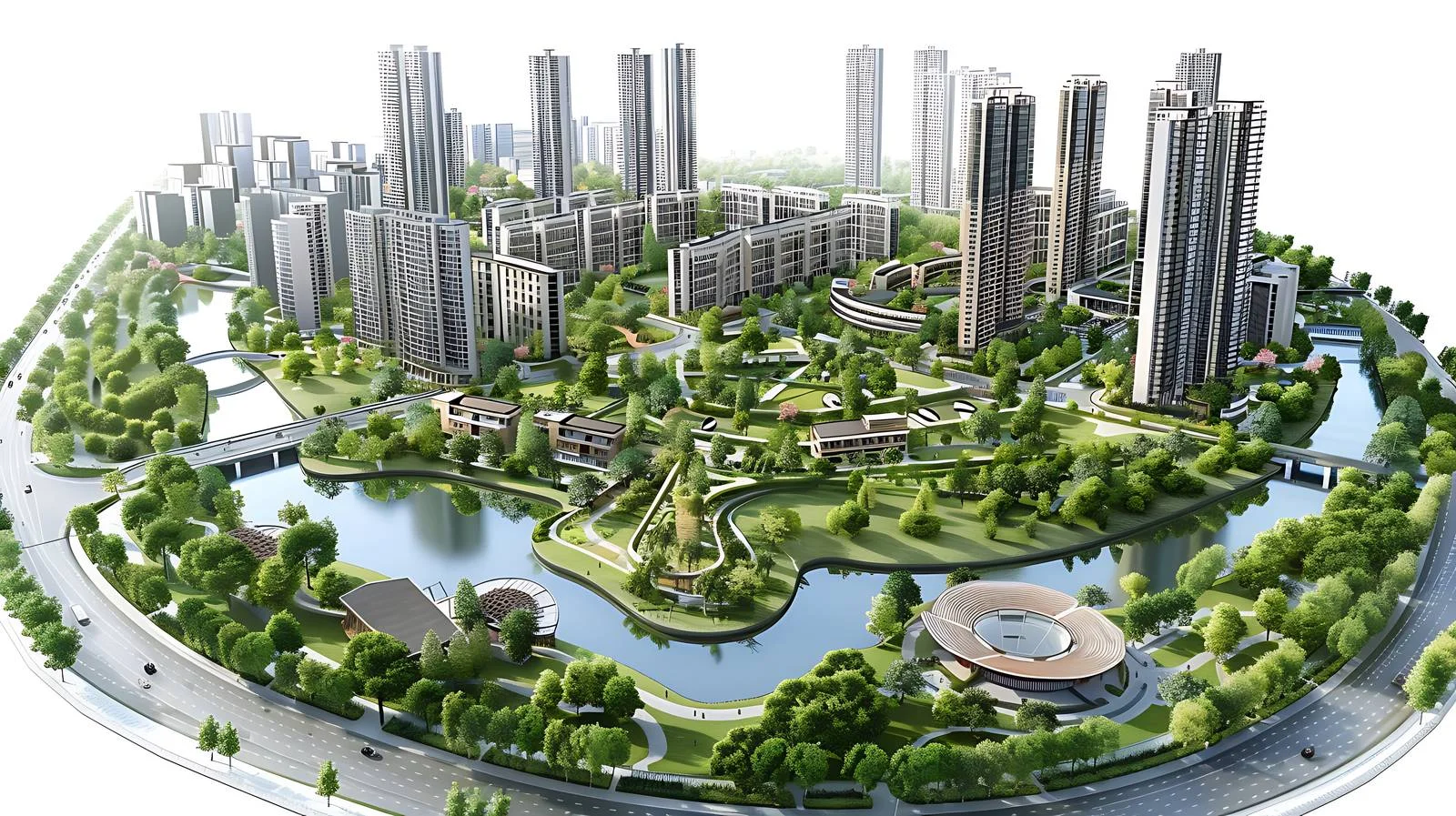 Zhengdong Urban Area on White Background – free urbanization image from Dotvec