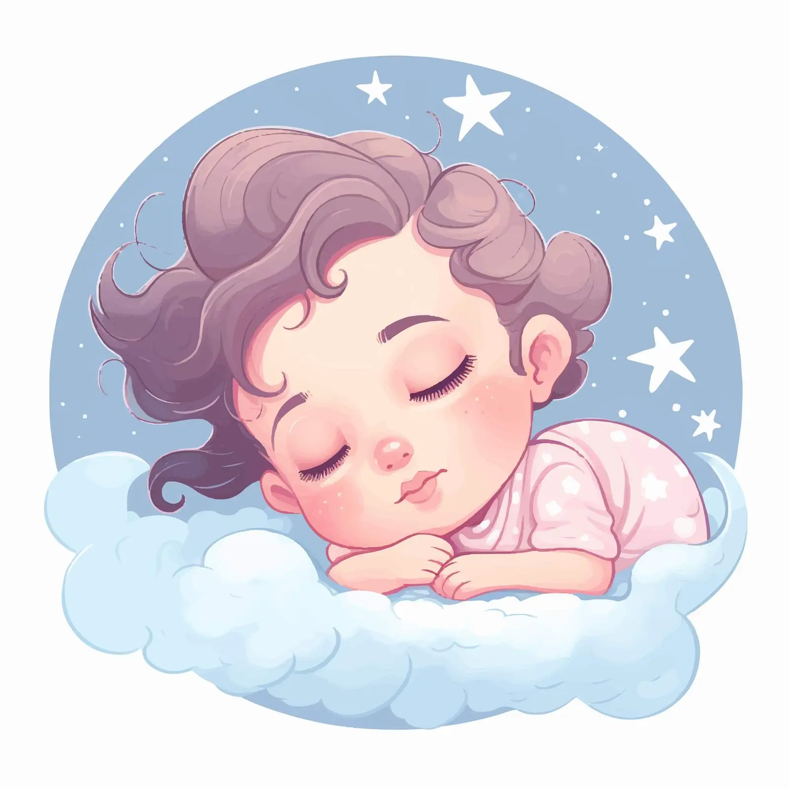 Cute Baby Girl Sleeping Cartoon Vector Illustration — free download from Dotvec
