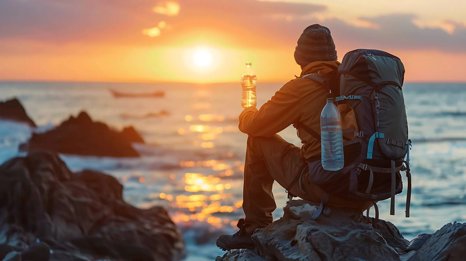 Serene Sunset Watching Backpacker — free download from Dotvec
