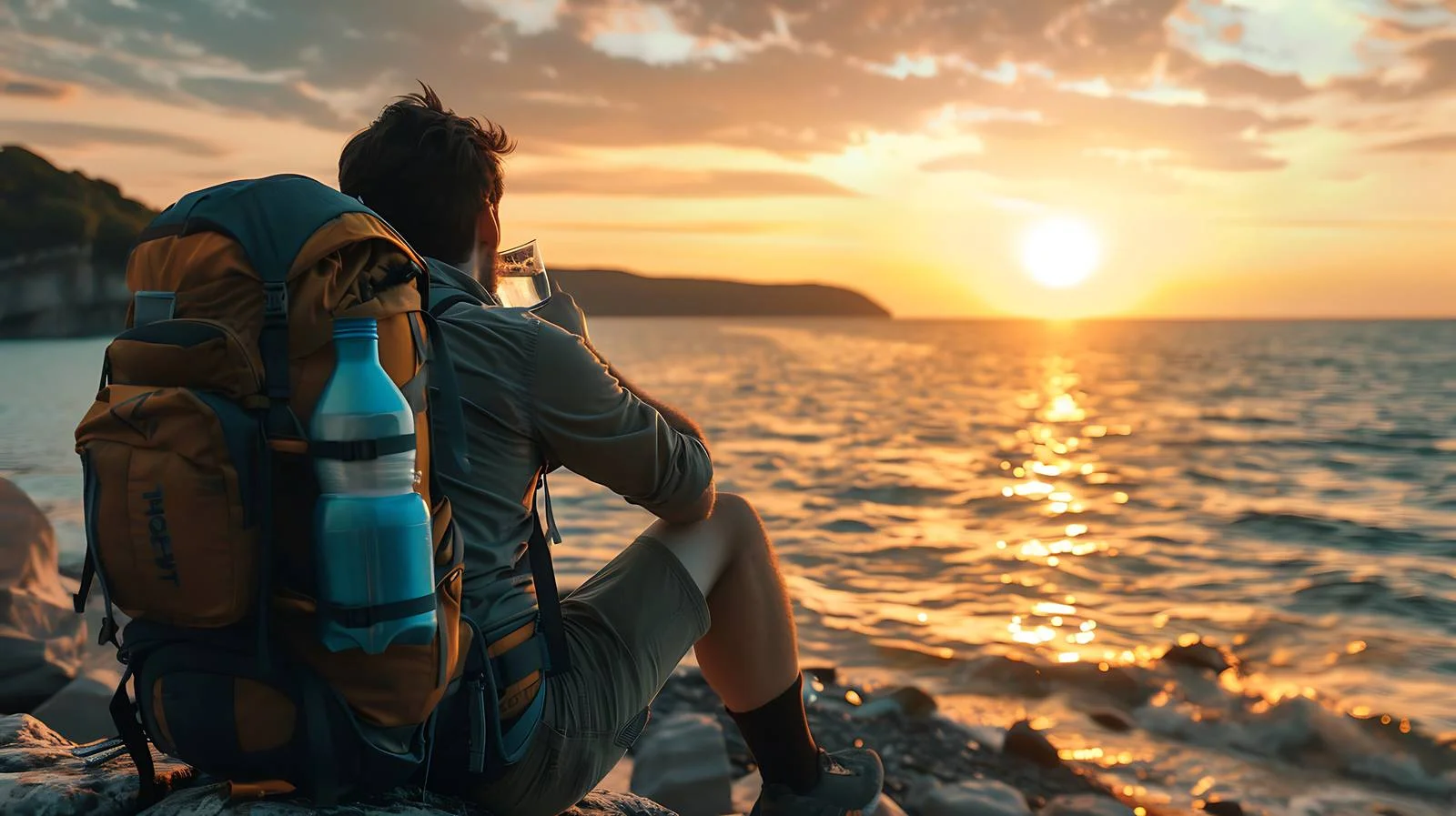 Serene Sunset Watching Backpacker — free download from Dotvec