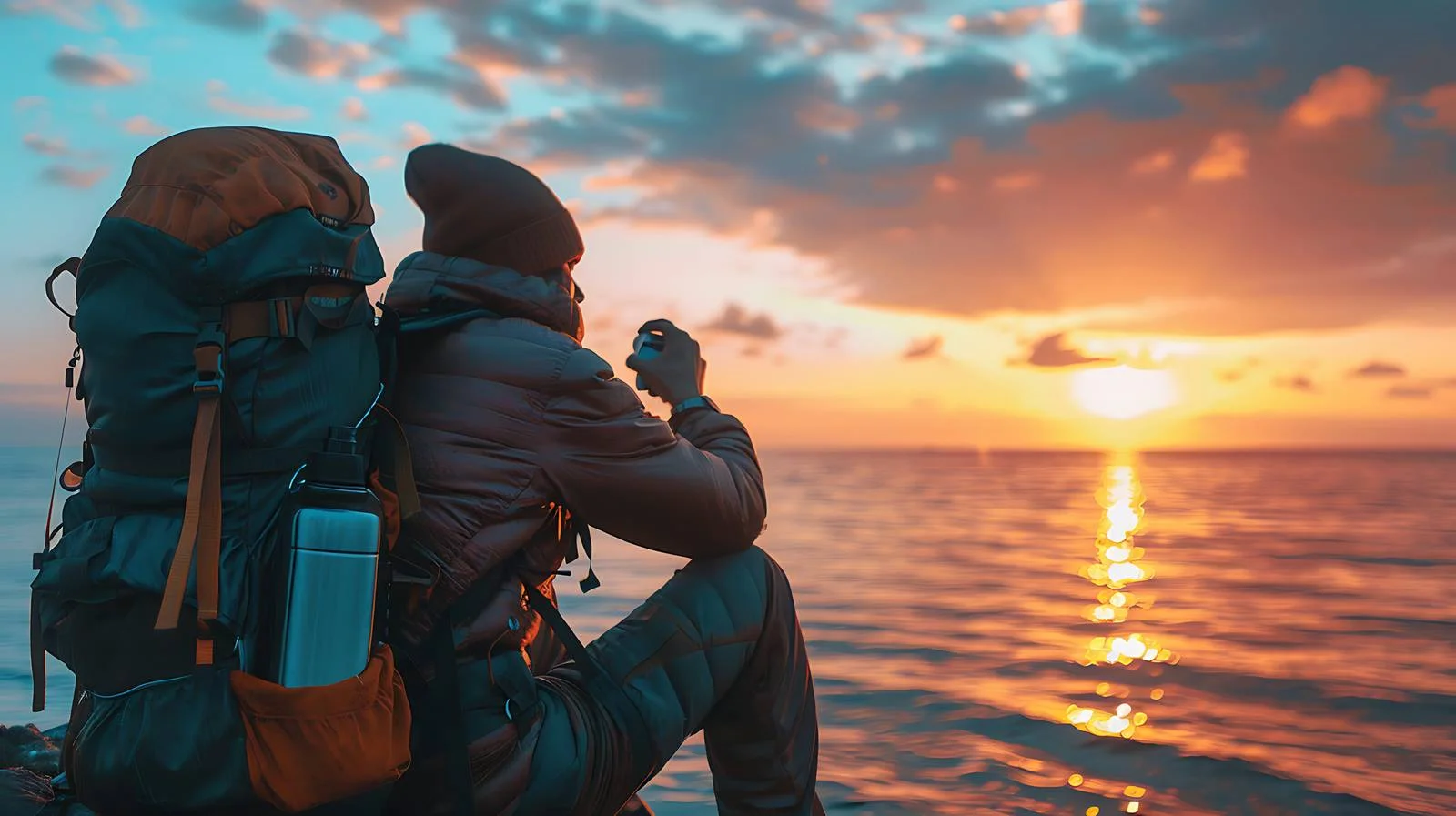 Serene Sunset Watching by Backpacker — free download from Dotvec