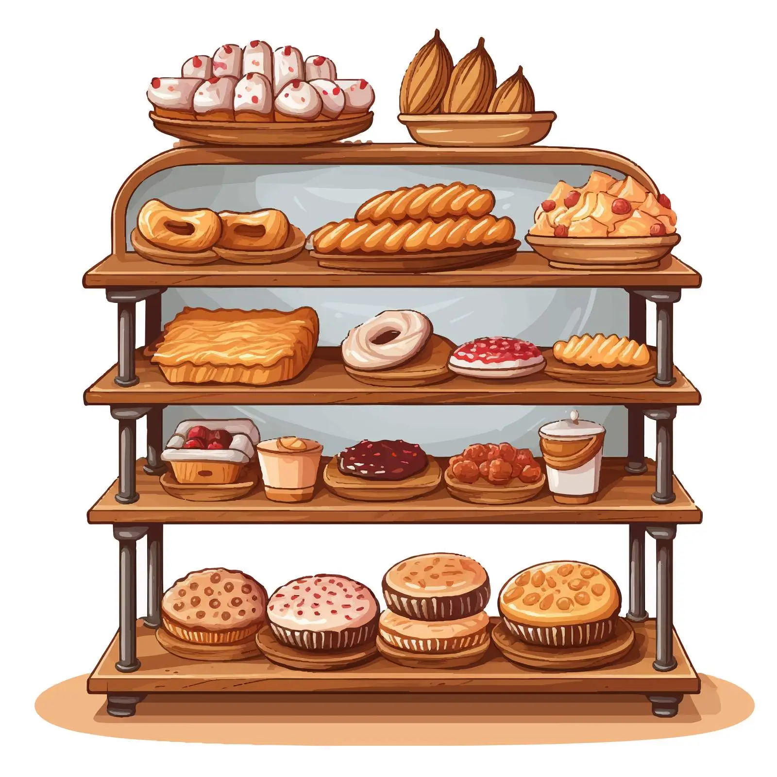 Isolated Bakery Shelf Display Vector Illustration — free download from Dotvec