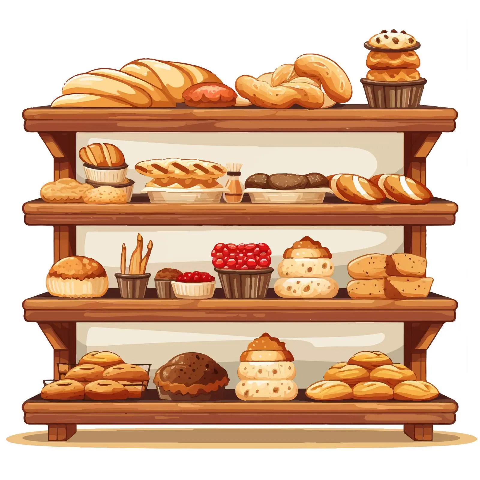 Isolated Bakery Shelf Display Vector Illustration – free food display image from Dotvec