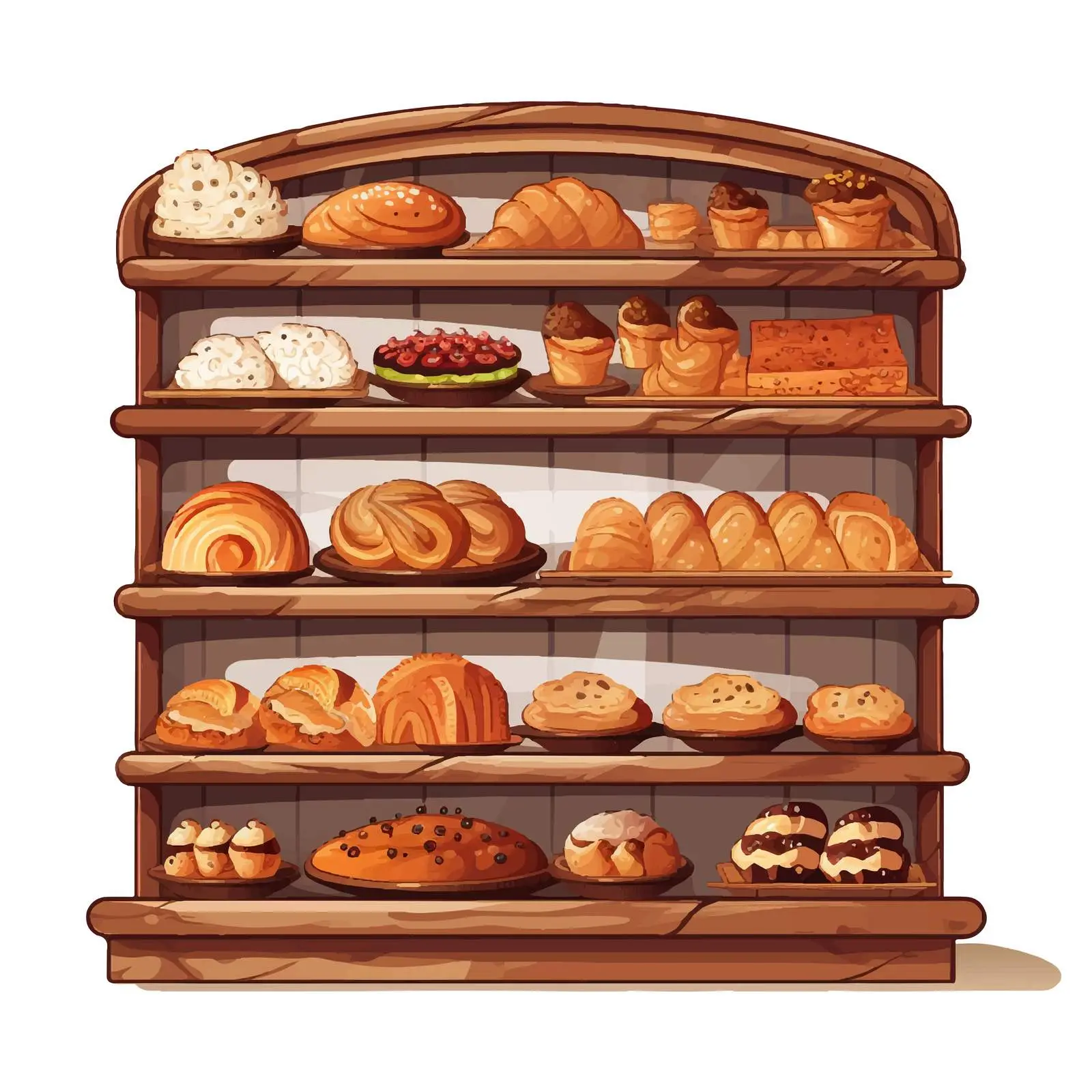 Isolated Bakery Shelf Display Illustration — free download from Dotvec