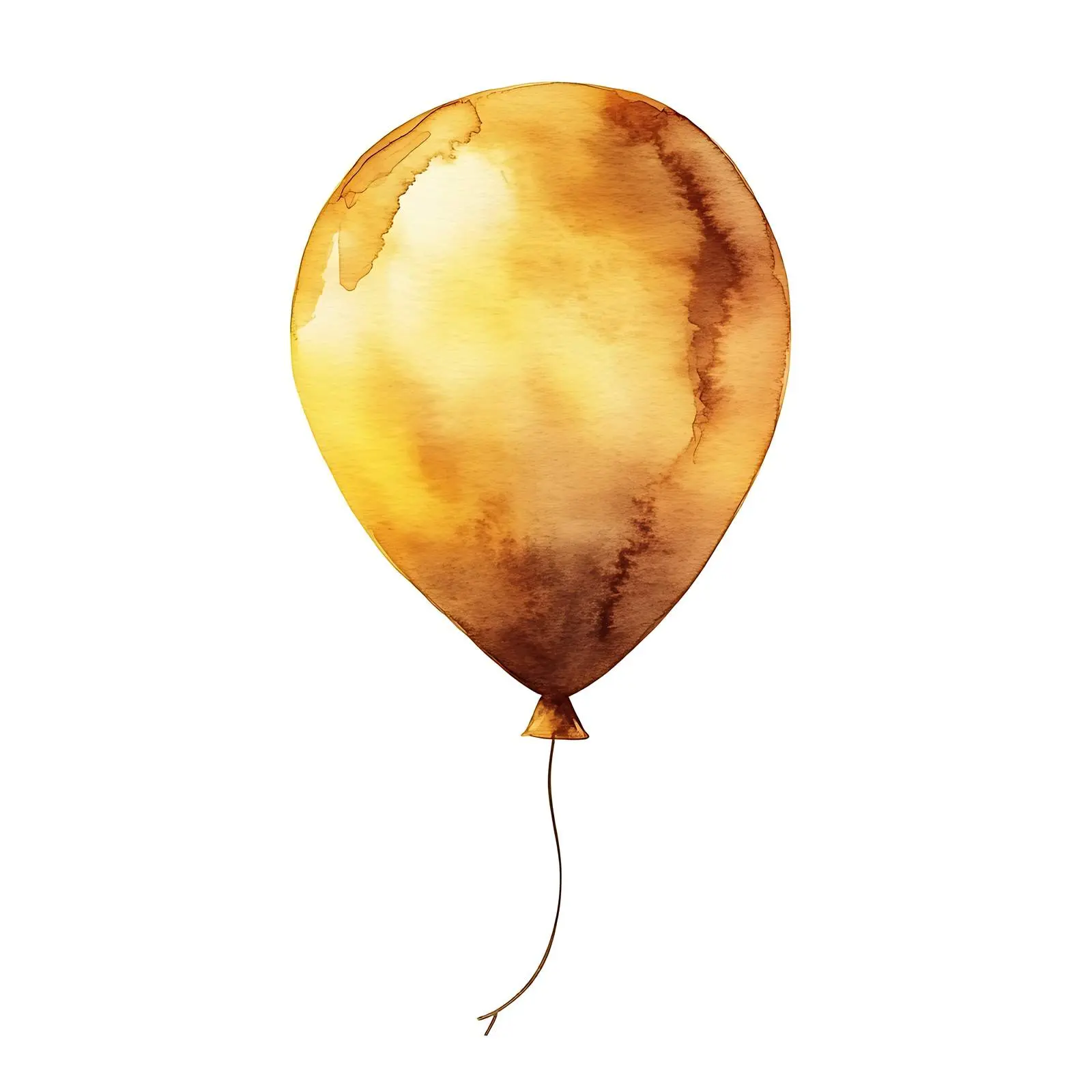 Yellow and Brown Watercolor Balloon Clipart – free paint image from Dotvec