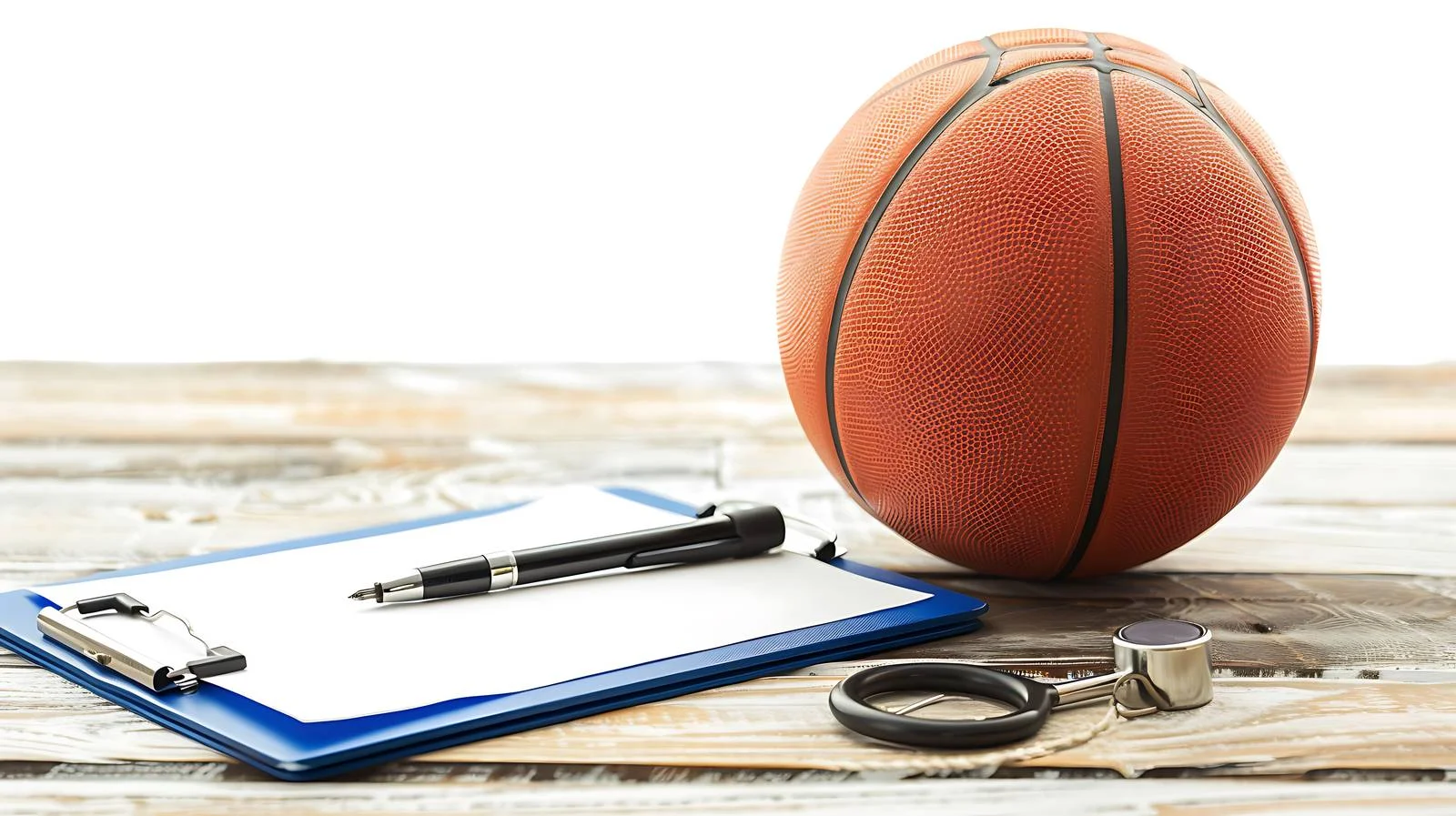 Coach's Basketball Equipment with Whistle and Clipboard — free download from Dotvec