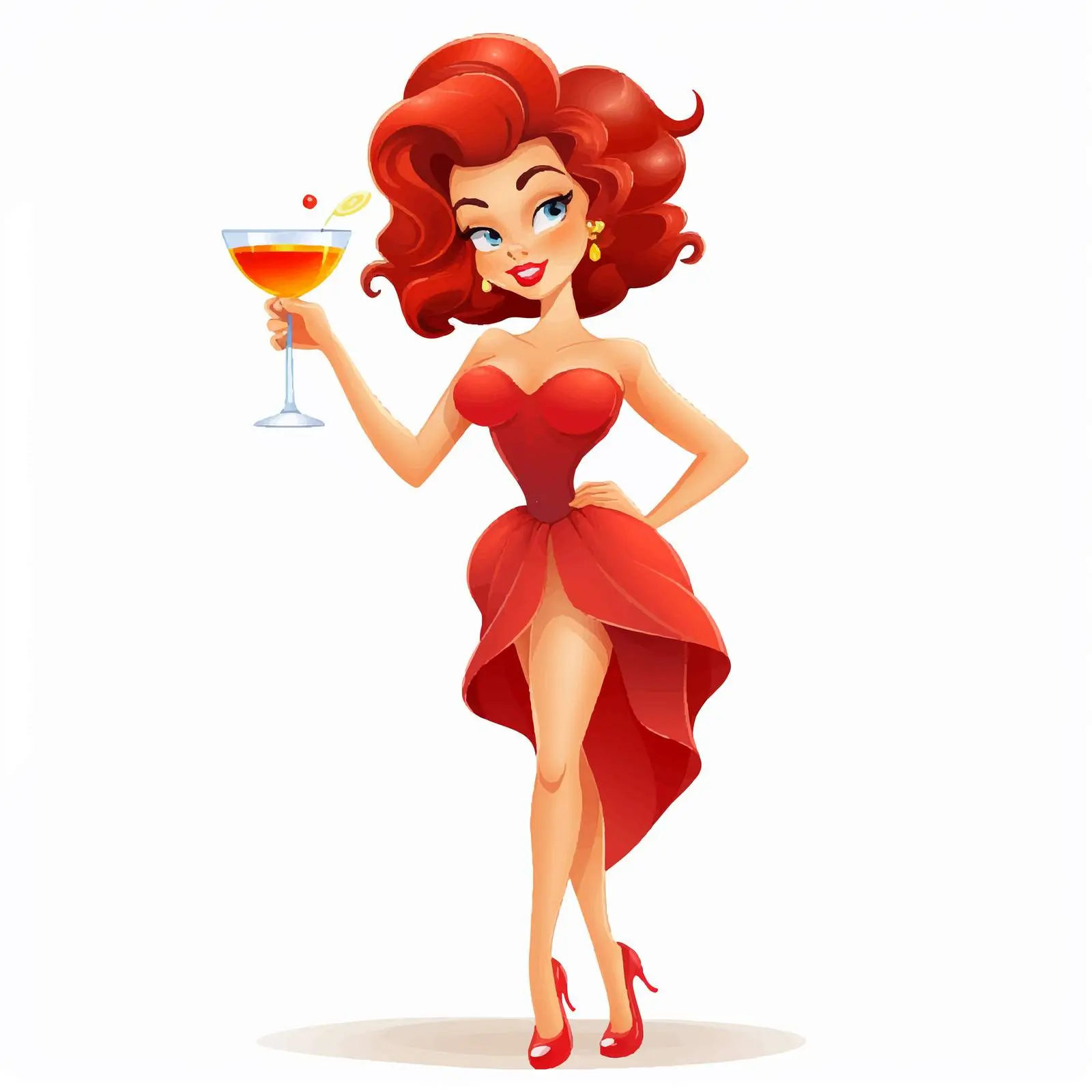 Cartoon Character Enjoying a Mini Cocktail Party — free download from Dotvec