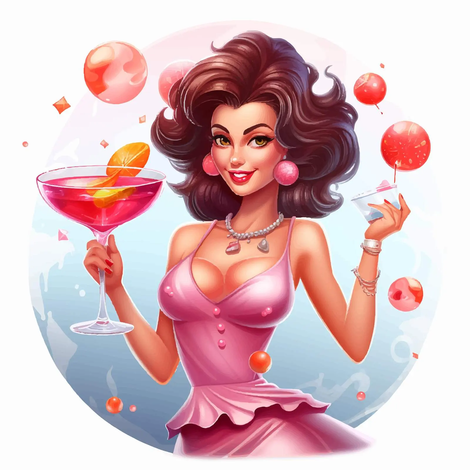 Cartoon Character at Mini Cocktail Party — free download from Dotvec