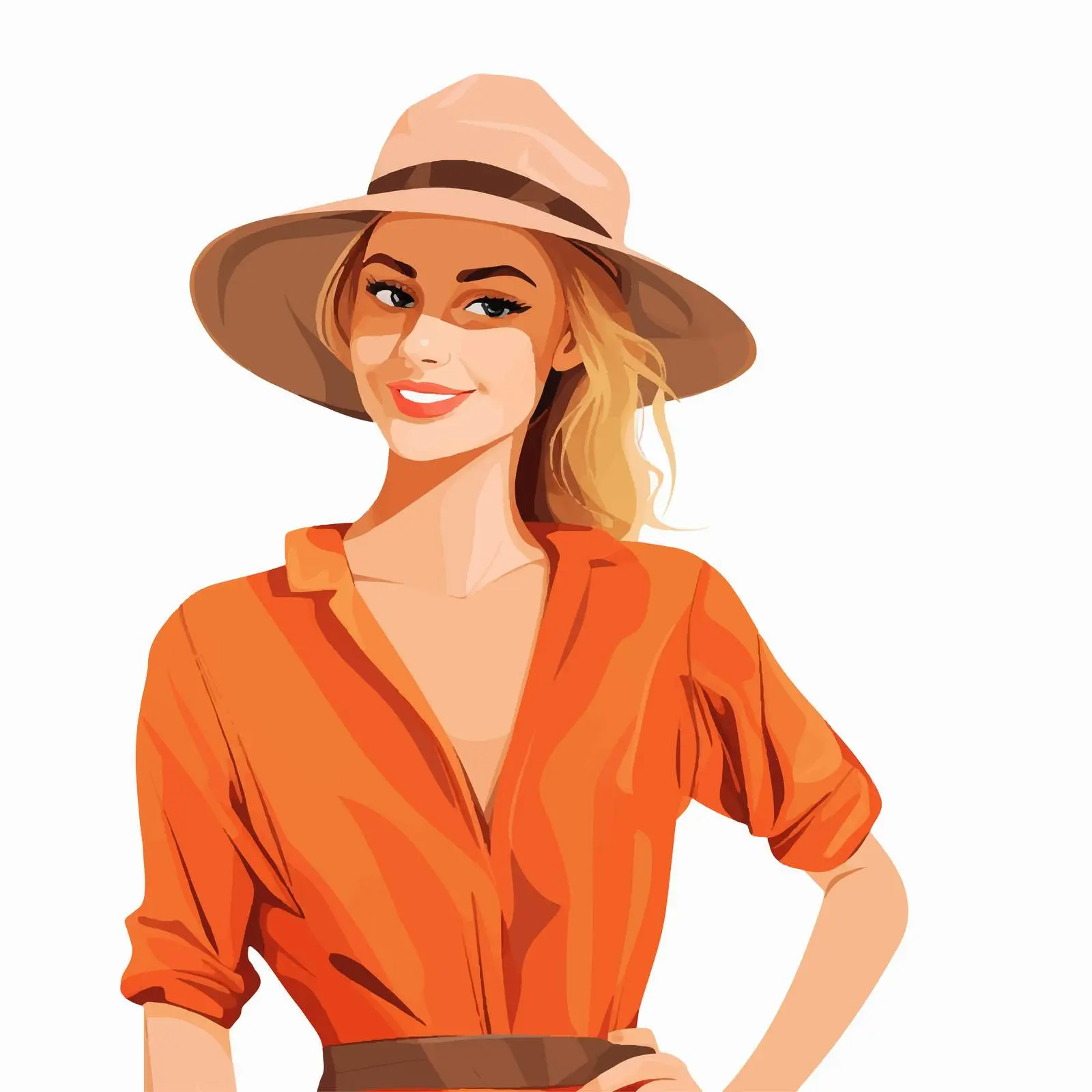 European Woman Smiling in Hat Vector — free download from Dotvec