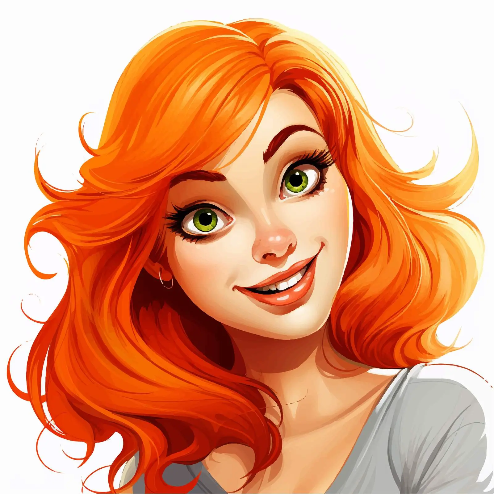 Cheerful Woman with Large Eyes Vector Art — free download from Dotvec
