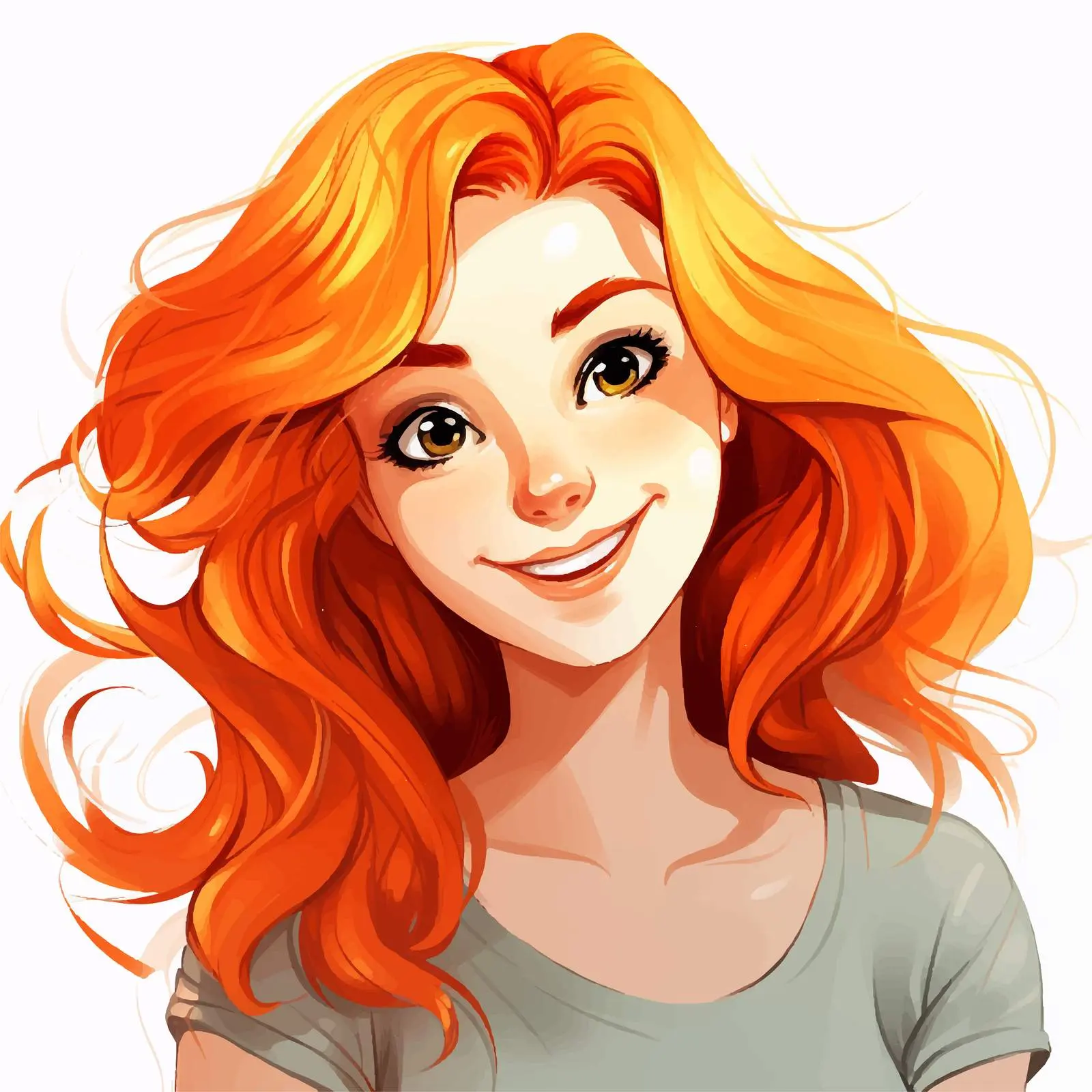 Cheerful Beautiful Woman with Large Eyes Vector — free download from Dotvec